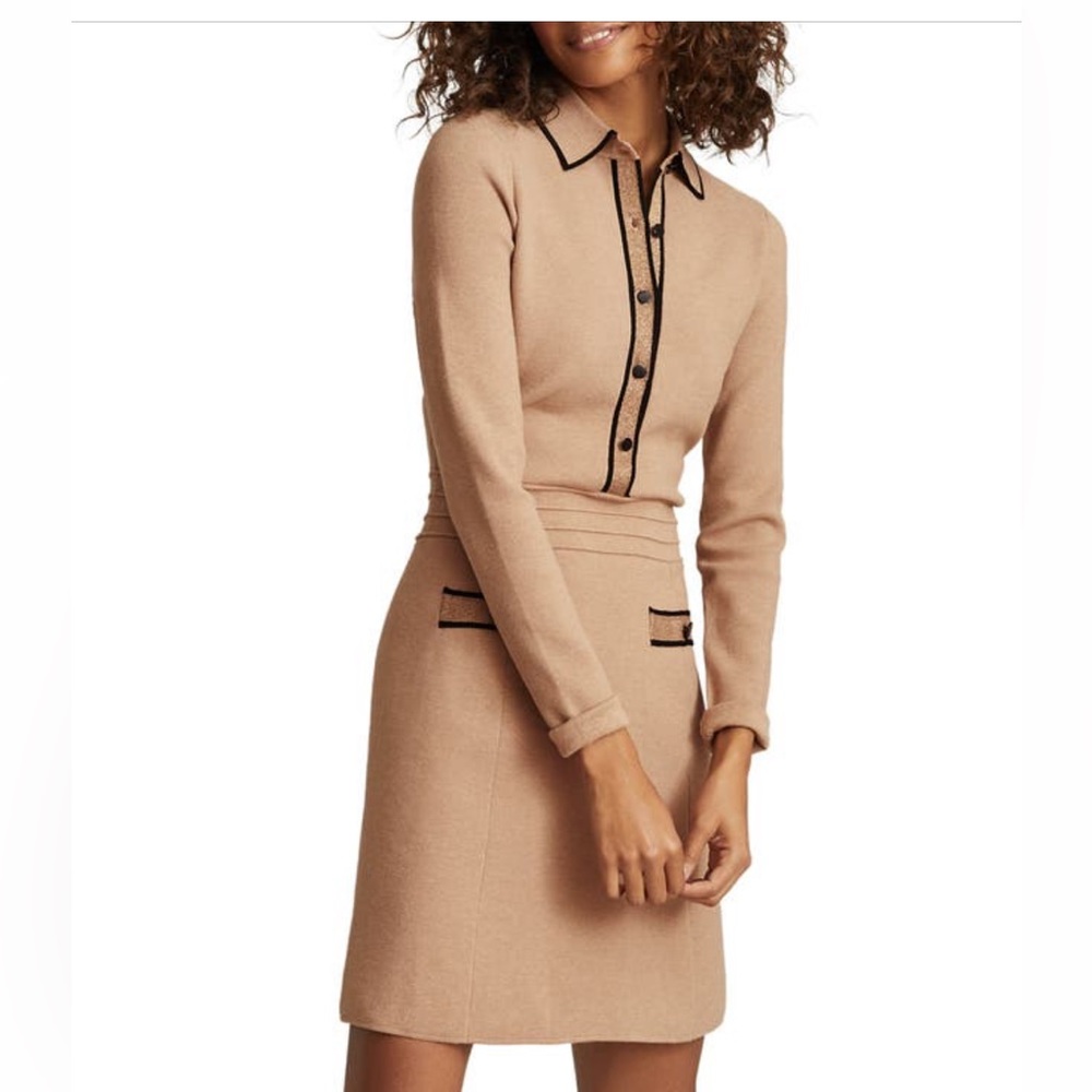 Reiss Sweater Knit Dress with Collar
